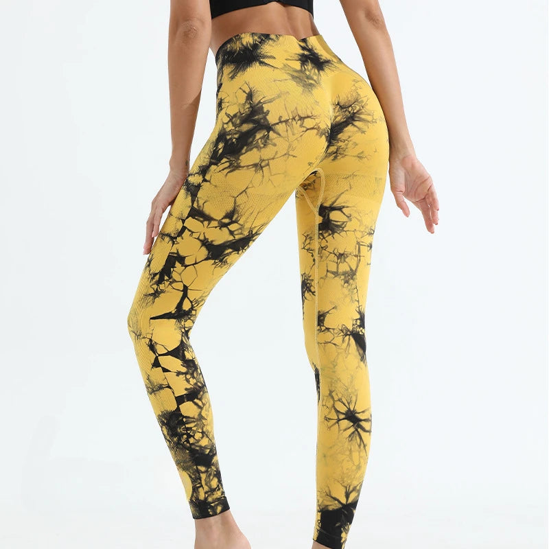 Women Tiedye Gym Leggings Seamless Mujer Push up Booty Pants Scrunch Sports Fitness High Waist Workout Yoga Leggins Drop Ship