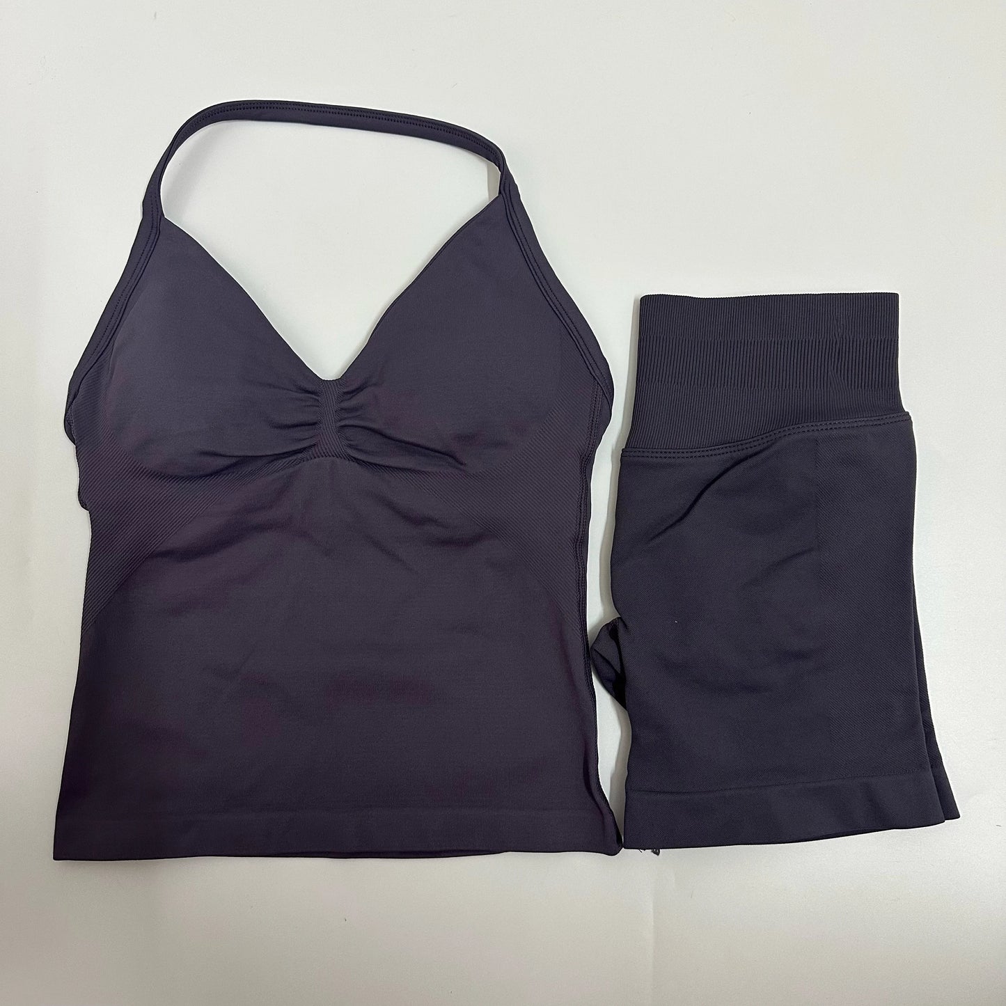 No Logo Yogagym Set Women Backless Tank Tops High Waist Scrunch Seamless Shorts Gym Suit Fitness Clothes Activewear Workout Sets