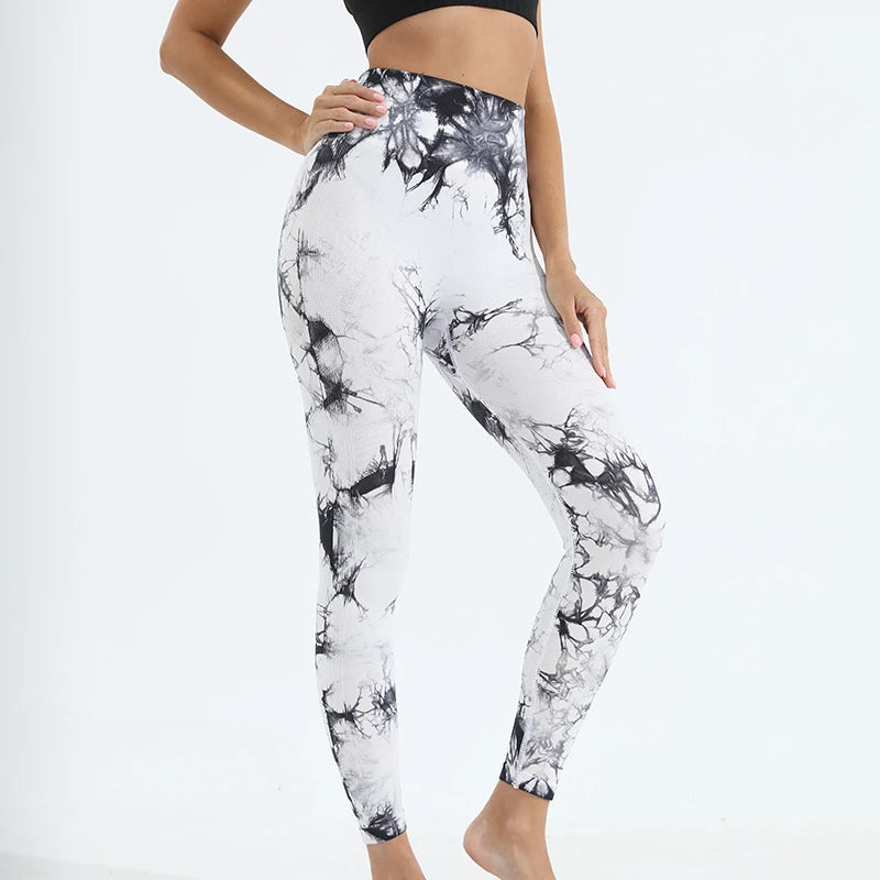 Women Tiedye Gym Leggings Seamless Mujer Push up Booty Pants Scrunch Sports Fitness High Waist Workout Yoga Leggins Drop Ship