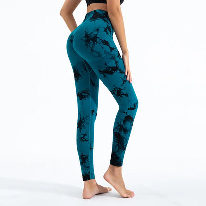 Women Tiedye Gym Leggings Seamless Mujer Push up Booty Pants Scrunch Sports Fitness High Waist Workout Yoga Leggins Drop Ship
