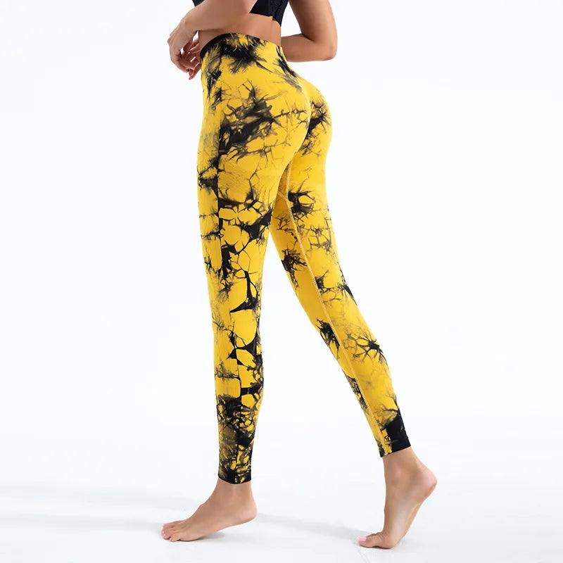Women Tiedye Gym Leggings Seamless Mujer Push up Booty Pants Scrunch Sports Fitness High Waist Workout Yoga Leggins Drop Ship