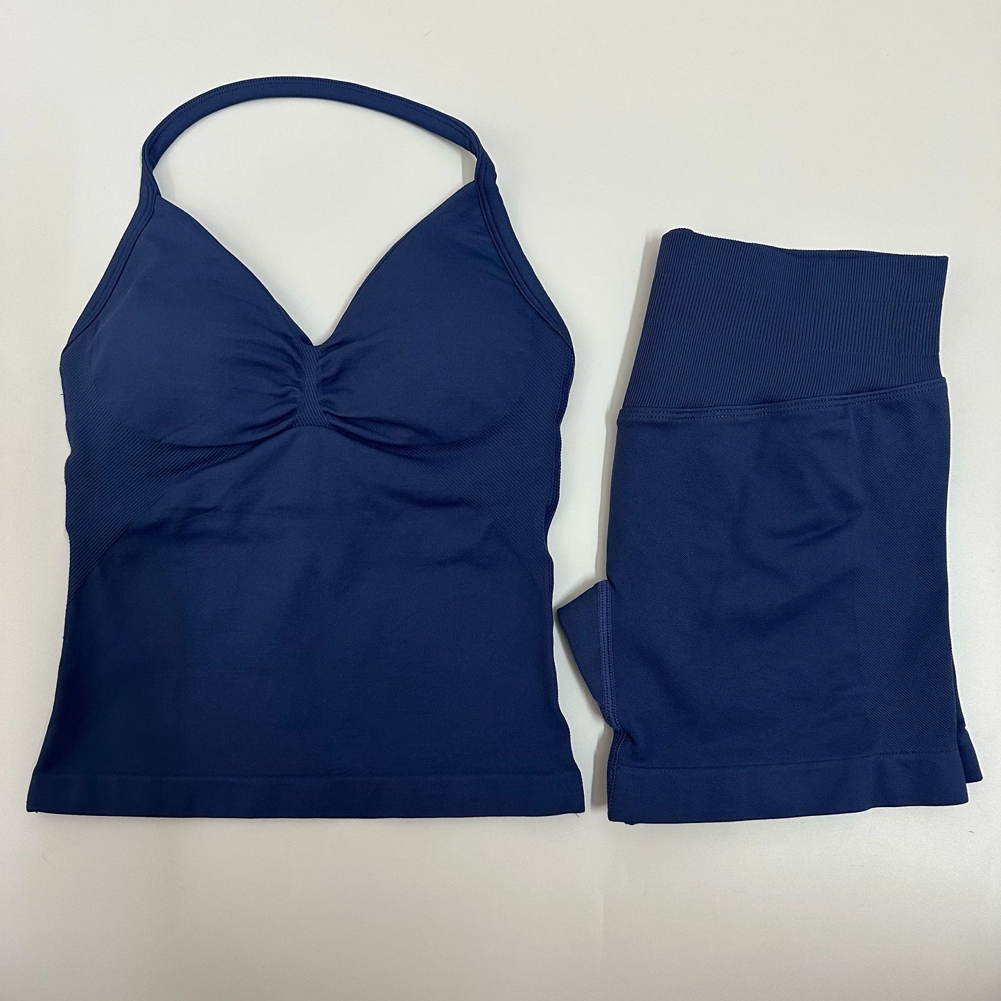 No Logo Yogagym Set Women Backless Tank Tops High Waist Scrunch Seamless Shorts Gym Suit Fitness Clothes Activewear Workout Sets