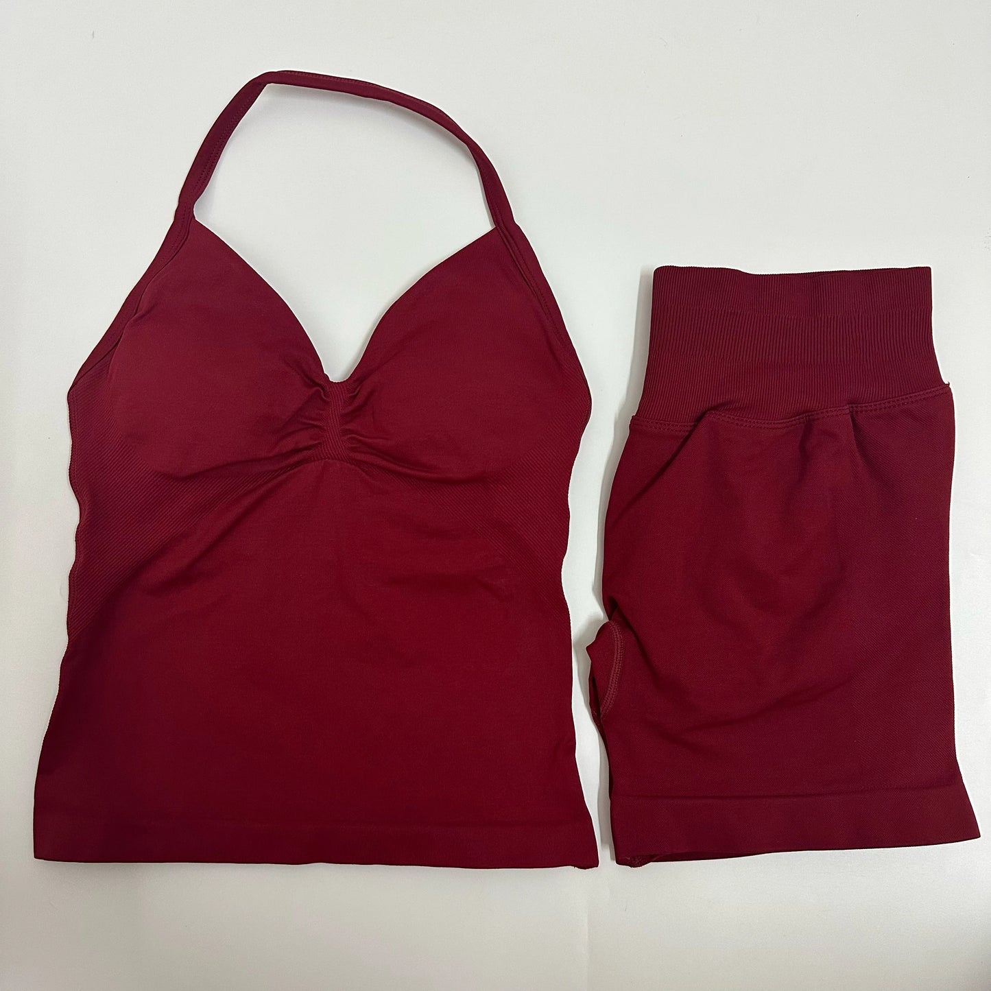 No Logo Yogagym Set Women Backless Tank Tops High Waist Scrunch Seamless Shorts Gym Suit Fitness Clothes Activewear Workout Sets
