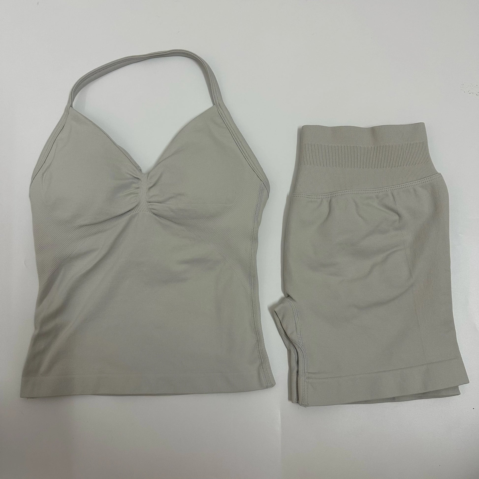 No Logo Yogagym Set Women Backless Tank Tops High Waist Scrunch Seamless Shorts Gym Suit Fitness Clothes Activewear Workout Sets