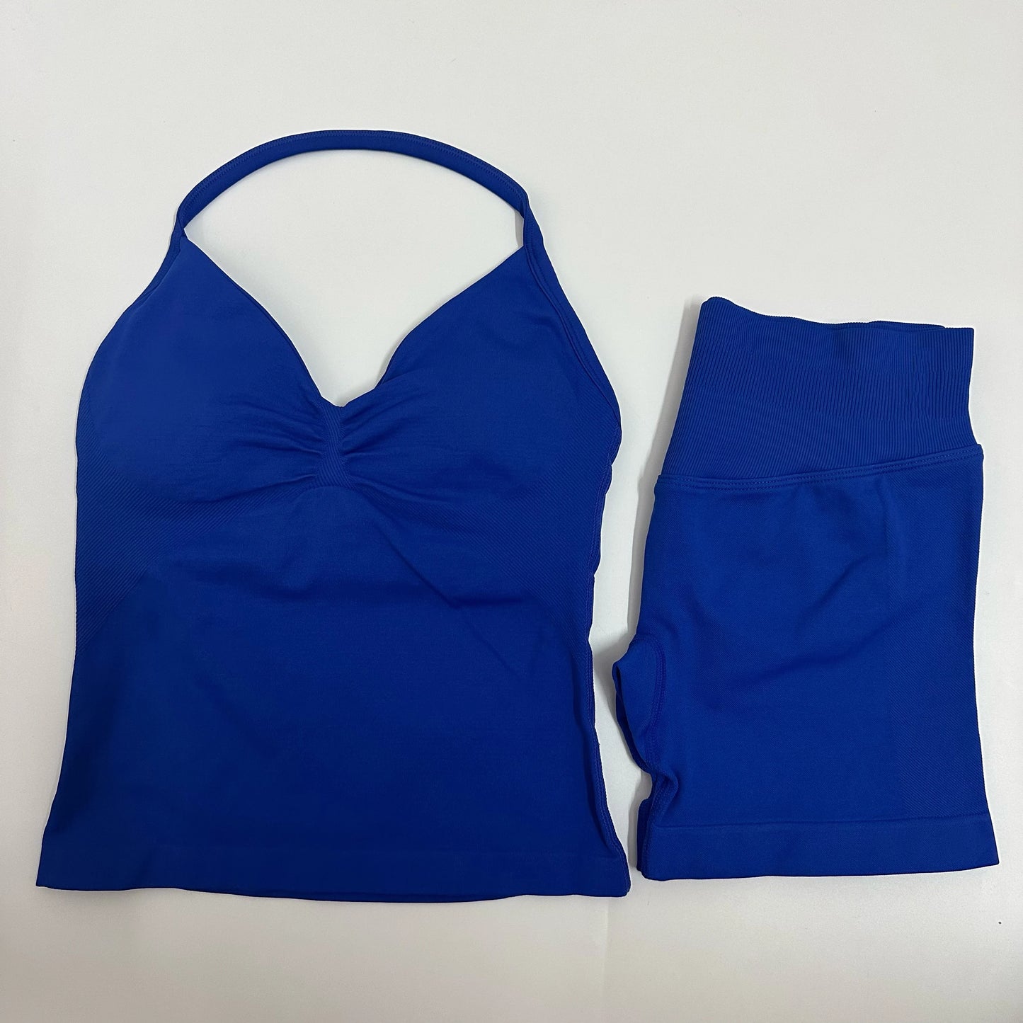 No Logo Yogagym Set Women Backless Tank Tops High Waist Scrunch Seamless Shorts Gym Suit Fitness Clothes Activewear Workout Sets