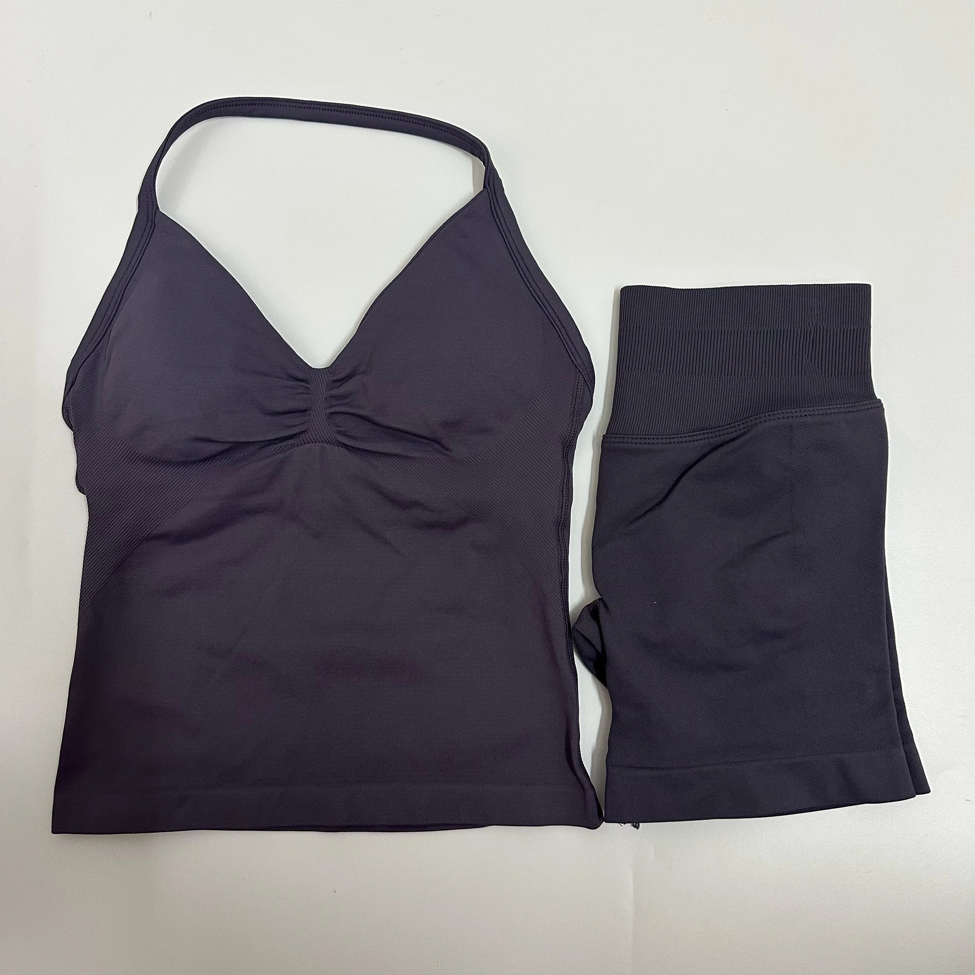 No Logo Yogagym Set Women Backless Tank Tops High Waist Scrunch Seamless Shorts Gym Suit Fitness Clothes Activewear Workout Sets